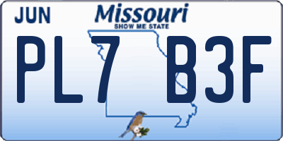 MO license plate PL7B3F
