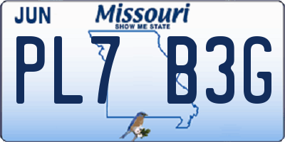 MO license plate PL7B3G