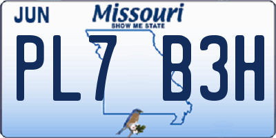 MO license plate PL7B3H