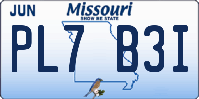 MO license plate PL7B3I