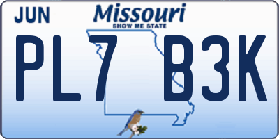 MO license plate PL7B3K