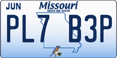 MO license plate PL7B3P