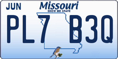 MO license plate PL7B3Q