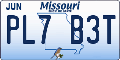 MO license plate PL7B3T