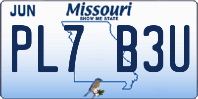 MO license plate PL7B3U