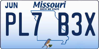 MO license plate PL7B3X