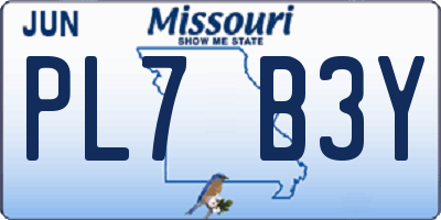 MO license plate PL7B3Y