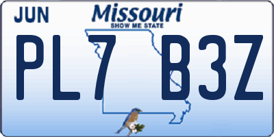 MO license plate PL7B3Z