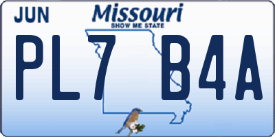 MO license plate PL7B4A