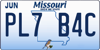 MO license plate PL7B4C