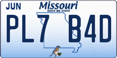 MO license plate PL7B4D