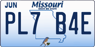 MO license plate PL7B4E