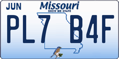 MO license plate PL7B4F