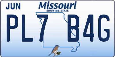 MO license plate PL7B4G