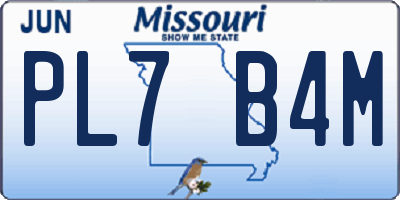 MO license plate PL7B4M