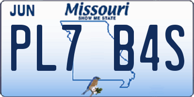 MO license plate PL7B4S
