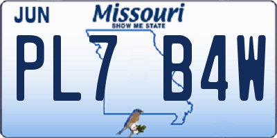 MO license plate PL7B4W