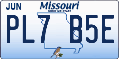 MO license plate PL7B5E