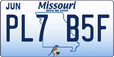 MO license plate PL7B5F