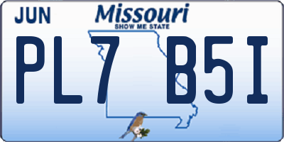 MO license plate PL7B5I