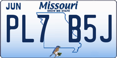 MO license plate PL7B5J