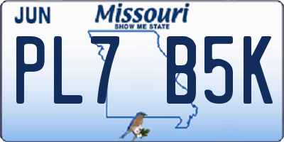 MO license plate PL7B5K