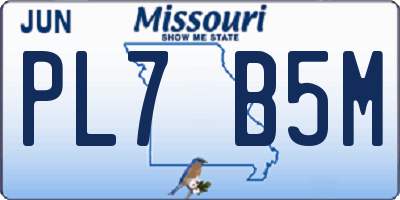 MO license plate PL7B5M