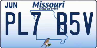 MO license plate PL7B5V