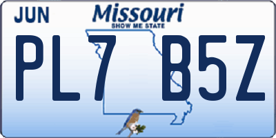 MO license plate PL7B5Z