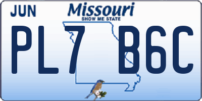 MO license plate PL7B6C