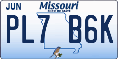 MO license plate PL7B6K
