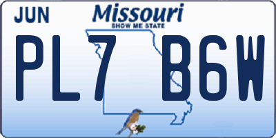 MO license plate PL7B6W