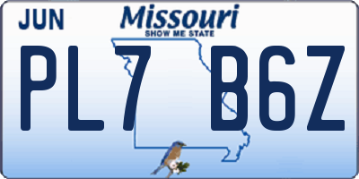 MO license plate PL7B6Z