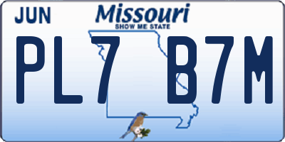 MO license plate PL7B7M