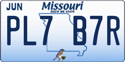 MO license plate PL7B7R