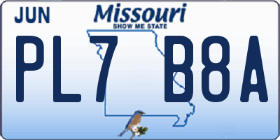 MO license plate PL7B8A