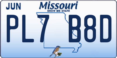 MO license plate PL7B8D