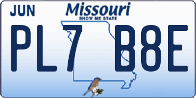 MO license plate PL7B8E