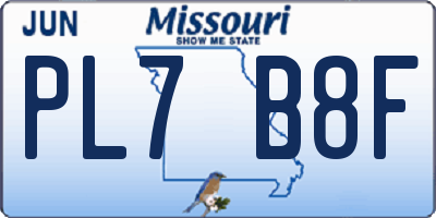MO license plate PL7B8F