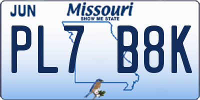 MO license plate PL7B8K