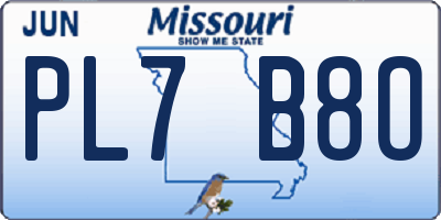 MO license plate PL7B8O