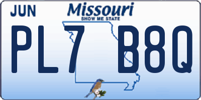 MO license plate PL7B8Q