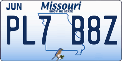 MO license plate PL7B8Z