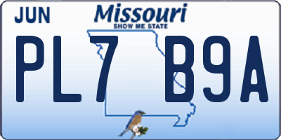 MO license plate PL7B9A