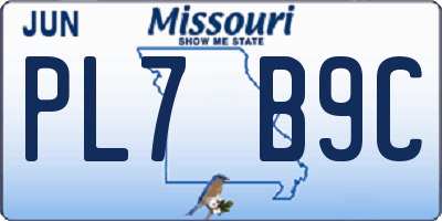 MO license plate PL7B9C