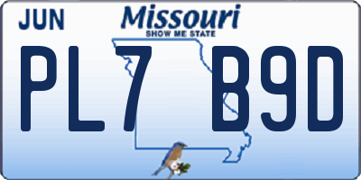 MO license plate PL7B9D