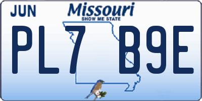 MO license plate PL7B9E