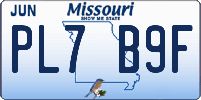 MO license plate PL7B9F