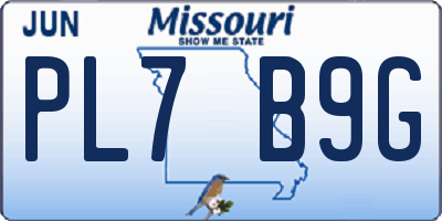 MO license plate PL7B9G