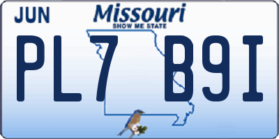 MO license plate PL7B9I